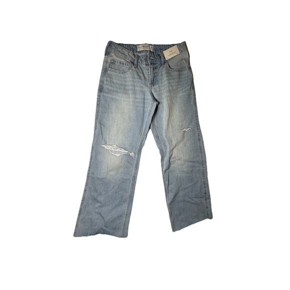Hollister Low-Rise Baggy Jeans Women’s 2S W26 Short Distressed Light Wash - Picture 1 of 5